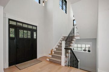 The staircase in a modern luxury home.