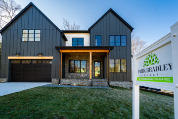 A front view of a large modern home.